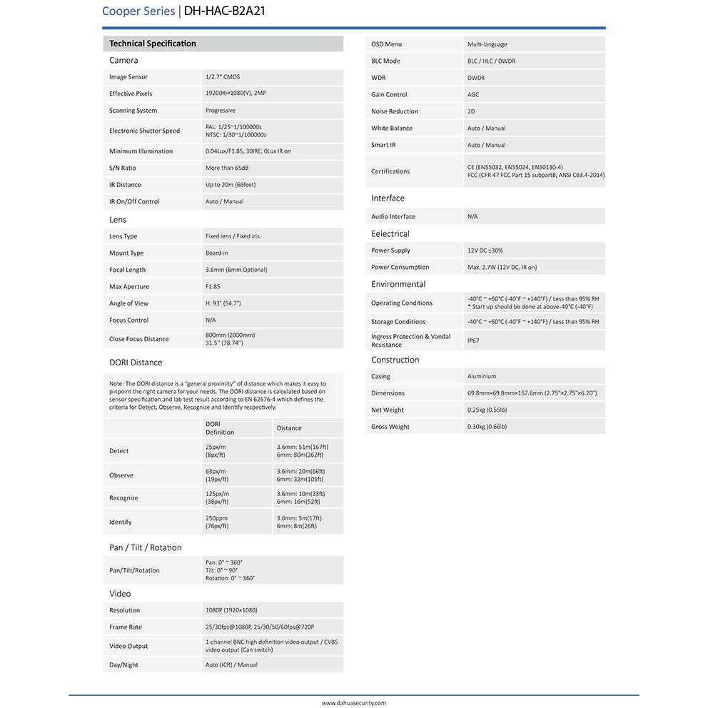 DAHUA ชุดกล้องวงจรปิดระบบ HD 2 MP 4 CH XVR5104HS-I3 + HAC-B2A21P x 4 BY BILLIONAIRE SECURETECH