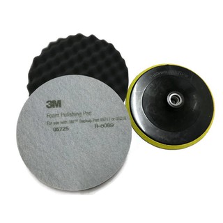 3M 05725 ฟองน้ำขัดเงา สีดำ Foam Polishing Pad ขนาด8นิ้ว (หลังสักหลาด ตีนตุ๊กแก)1แผ่น+ พร้อมแป้นจับ ขนาด7นิ้ว(เกลียว M16)