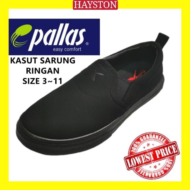 PALLAS X Black School รองเท้า Slip On Kasut Sekolah Hitam Slip On Palas Jazz Kasut Hitam Sarung 018B