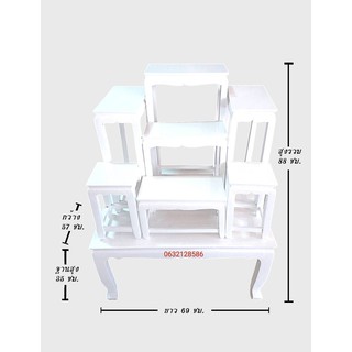 โต๊ะหมู่บูชา หมู่ 7 หน้า 6 ไม้ทุเรียน สีขาว แบบเรียบ By โต๊ะหมู่บูชา ราคาถูกที่สุด