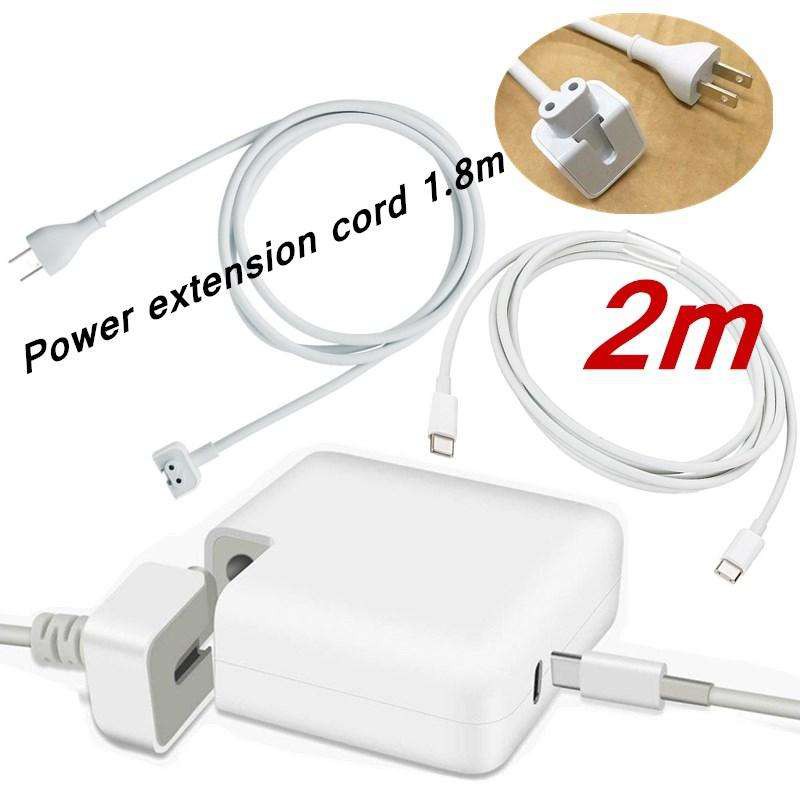 61W USB Type-C Power Adapter With 2m USB Type-C Male To USB Type-C Male Charging Cable For MacBook, 