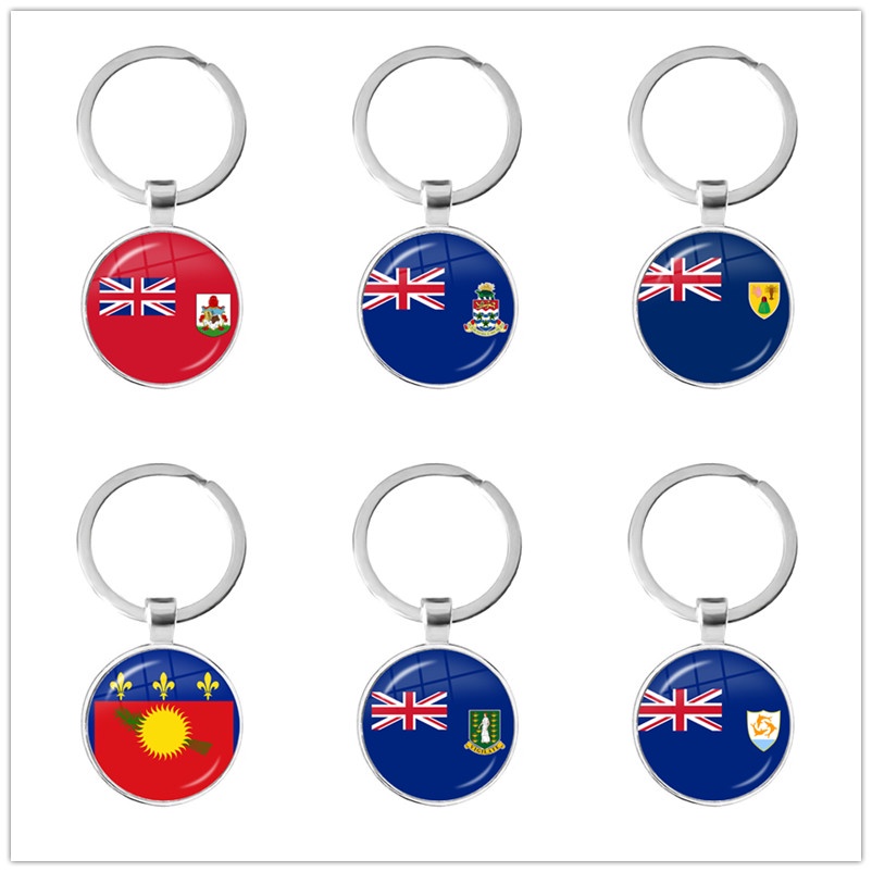 Torks และ Caicos Islands,Anguilla,Cayman Islands Virgin Islands Guadeloupe National Flag Glass Caboc