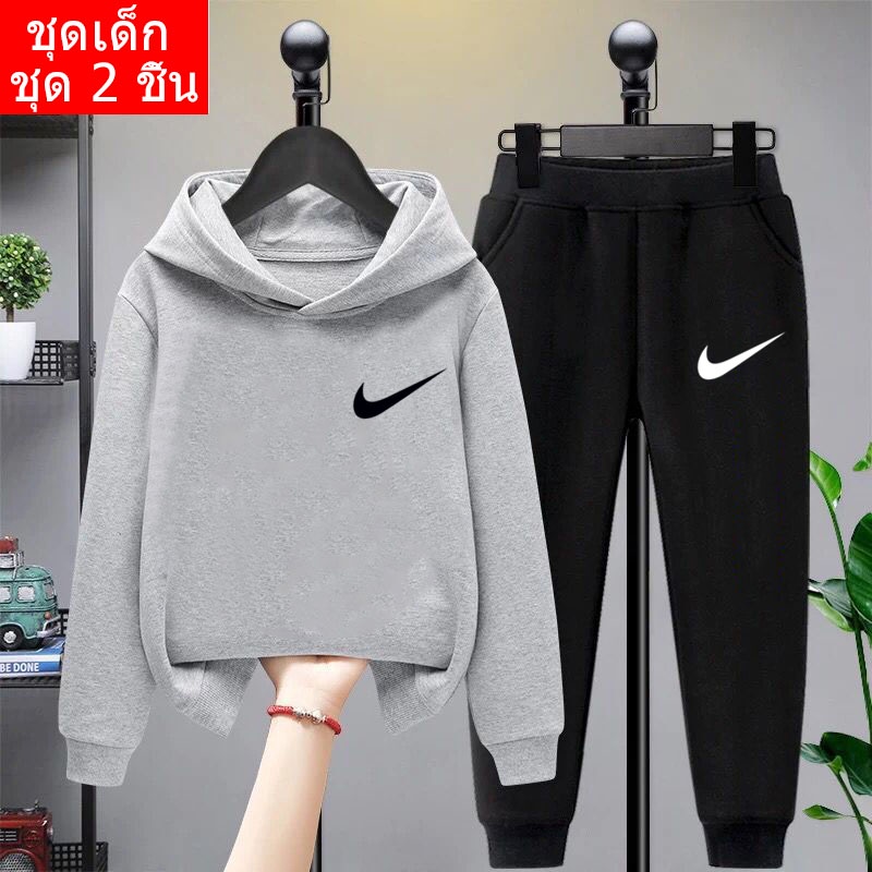 K-2132-LONG+TKU293 ชุดเซ็ตเด็ก เสื้อกันหนาวมีฮู้ด+กางเกงขายาว สกรีนลายการ์ตูนน่ารักใส่ได้ทั้งหญิงและชาย ผ้าโพลีเอสเตอร์