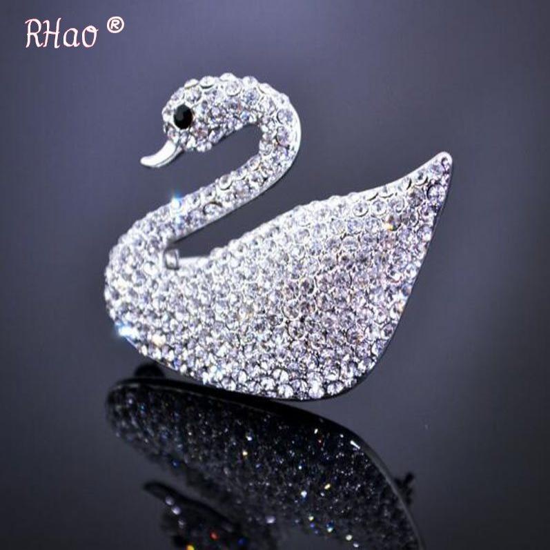 เข็มกลัดเครื่องประดับเข็มกลัด เข็มหมุด ญี่ปุ่นสไตล์เกาหลีโนเบิลหรูหราเต็มเพชรหงส์เข็มกลัดผู้ชายผู้หญิงสูทแต่งงานขาเด็กสัตว์อุปกรณ์เข็มกลัดเครื