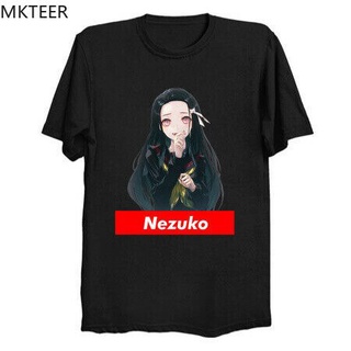 เสื้อยืดผ้าฝ้าย เสื้อยืด พิมพ์ลายการ์ตูนอนิเมะ Nezuko Demon Slayer Waifu Kawaii Otaku สีดํา สไตล์ญี่ปุ่น เหมาะกับฤดูร้อน