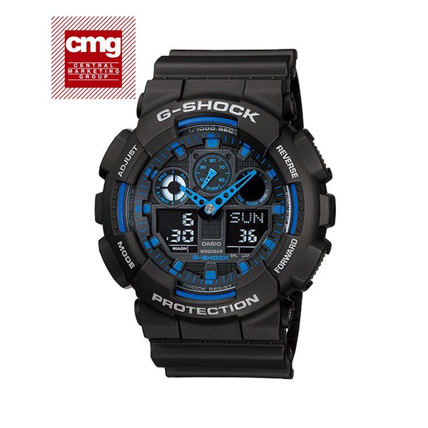 นาฬิกา G-shock ของแท้ สายเรซิน สีน้ำเงิน รุ่น GA-100-1A2DR ประกัน cmg 1 ปี