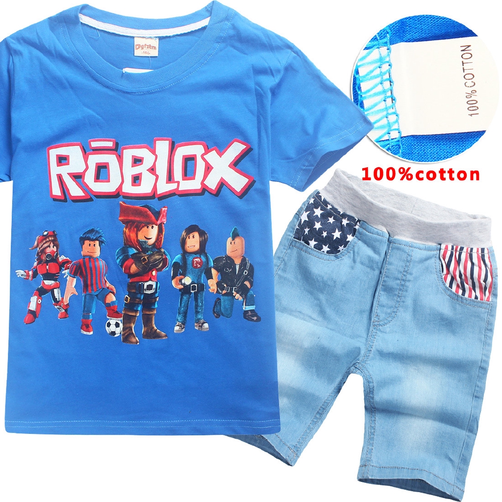 เส อย ดแขนส นกางเกงย นส Roblox ผ าฝ าย 6 14 ป Shopee Thailand - ขายถก roblox boys 105 155cm body height cotton t shirts