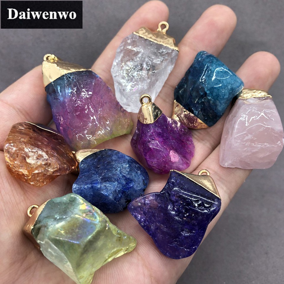 จี้หินควอตซ์คริสตัล สำหรับทำเครื่องประดับ สร้อยคอ DIY 9 สี