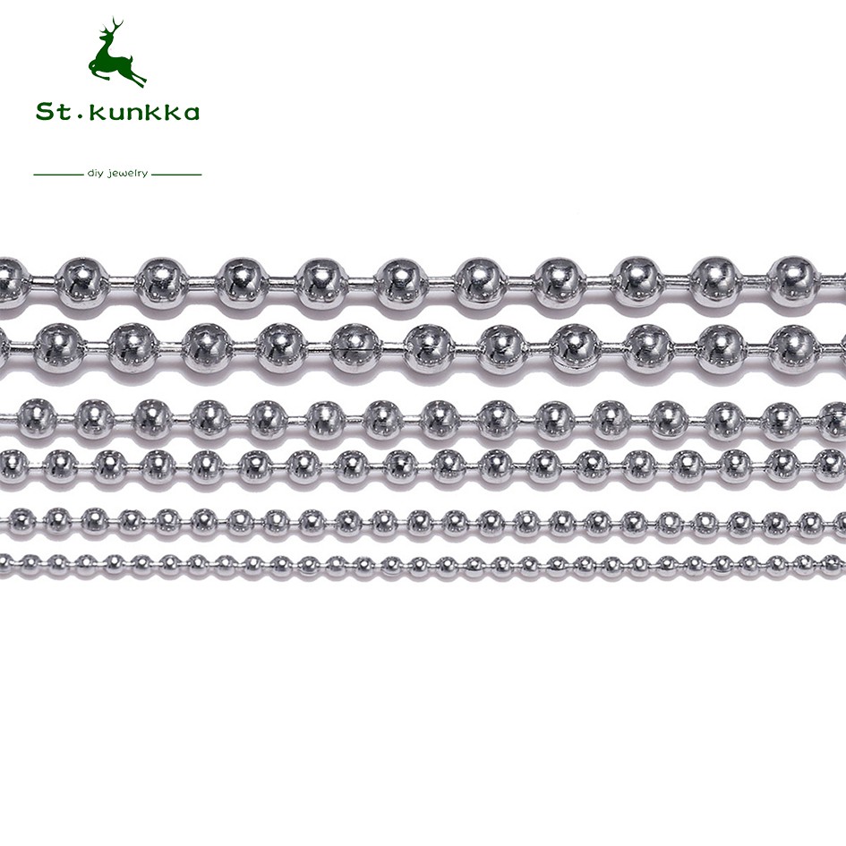 St.kunkka 5 ม.โซ่ไข่ปลา 1.2 x 1.5 x 2.0 x 2.5 x 3.0 x 3.2มม.ขนาดเม็ด ขนาดต่าง ๆ สำหรับทำพวงกุญแจ