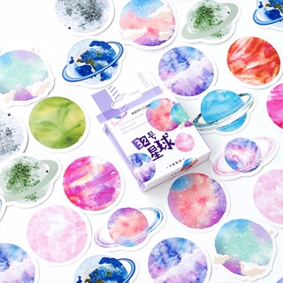 สติกเกอร์บรรจุกล่อง 46 ชิ้นดาวเคราะห์สีสติกเกอร์ตกแต่งสำหรับอัลบั้มเครื่องเขียนอุปกรณ์การเรียน