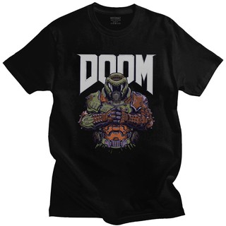 เสื้อยืดแขนสั้นผ้าฝ้ายพิมพ์ลายหัวกะโหลก Doom Eternal สําหรับผู้ชาย