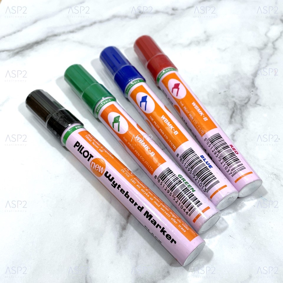 [กล่อง12ด้าม] ปากกาไวท์บอร์ด หัวแหลม ไพลอต PILOT รุ่น WBMK-M เติมหมึกได้ สีน้ำเงิน ดำ แดง เขียว