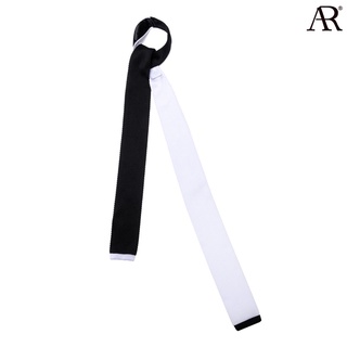 ANGELINO RUFOLO Necktie(NT-ไหมพรม015) เนคไทไหมพรมโพลีเอสเตอร์คุณภาพเยี่ยม ดีไซน์ Yin Yang สีขาว-ดำ