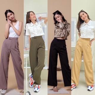 Miki pants 4 colors กางเกงขากระบอกเอวสูง