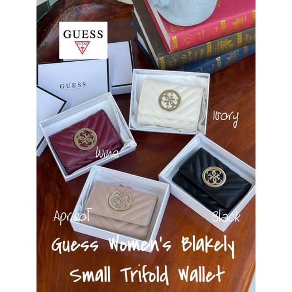 💕 Guess Women's Blakely Small Trifold Wallet กระเป๋าสตางค์ทรงสั้น