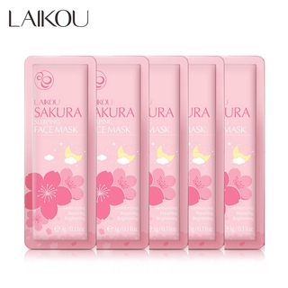 Laikou Sakura Masker Masker Jerawat มาสก์ครีมบํารุงผิวหน้าไวท์เทนนิ่ง Cherry blossoms 5 ชิ้น.