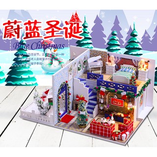 บ้านตุ๊กตาDIY :DollhouseDIY :Cabin Blue Christmas