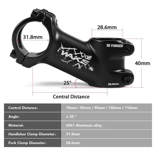คอจักรยาน เสต็ม WAKE -17 , -25 องศา อลู 3D forge Bike STEM ขนาด 60-110mm