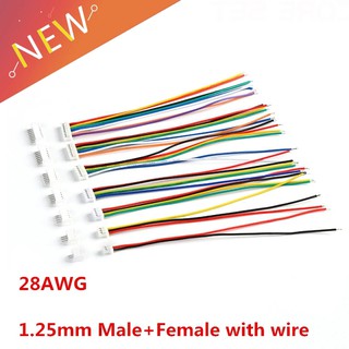 5 ชุด Male &amp; Female Pcb Connector 1 . 25 Jst 2 / 3 / 4 / 5 / 6 / 7 / 8 / 9 / 10 Pin Single Head ปลั๊กเชื่อมต่อสายไฟพร้อมปลั๊ก 100 มม .