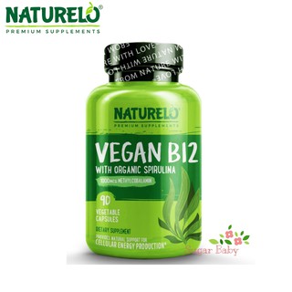 NATURELO Vegan B12 with Spirulina (90 Capsules) วิตามินบี 12 ผสมสไปรูลิน่า 90 วีแกนแคปซูล