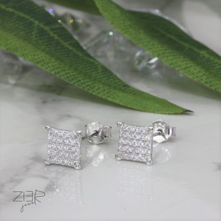 ต่างหูประดับพลอยเงินแท้ 925 Earring Silver 925-(E04140155)