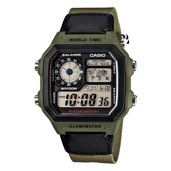 Casio Standard นาฬิกาข้อมือ รุ่น AE-1200WHB AE-1200WHB-1 AE-1200WHB-3 สายผ้า
