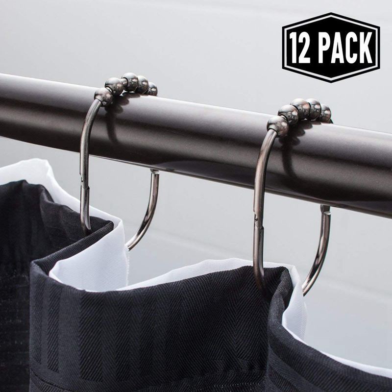 Shower Curtain Rings Hooks Set Decorative Oil Rubbed Bronze Finish
