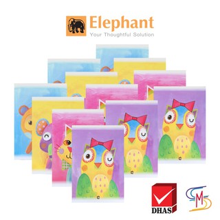 (เซ็ต12ชิ้น) Elephant สมุดนักเรียน ตราช้าง รุ่น K-203R 60 แกรม 20 แผ่น (คละลาย)