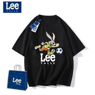 [S-5XL] Leefalle เสื้อยืด ผ้าฝ้าย พลัสไซซ์ สไตล์อเมริกัน สําหรับผู้หญิง