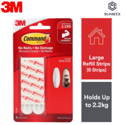 3m Command แถบเติมขนาดใหญ่ (Holds Up To 2.2kg) (6 ชิ้น/ชิ้น) กาวติดผนัง