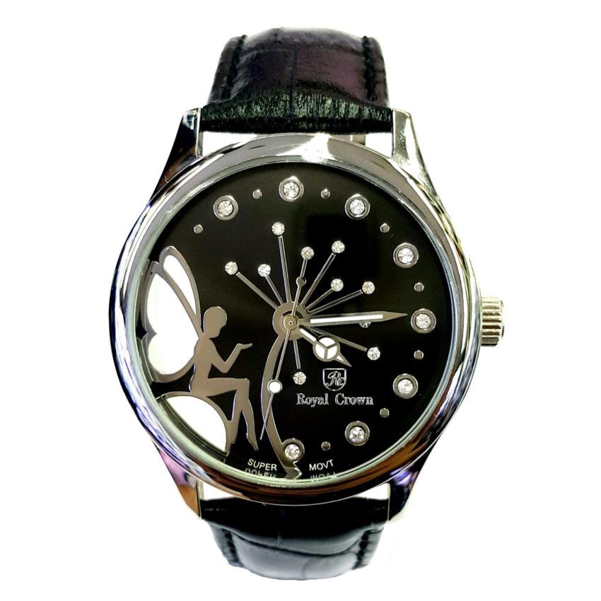 Royal Crown นาฬิกาแฟชั่น อิตาลี่ดีไซน์ ดีไซน์ที่สวยงามทันสมัย มาพร้อมกับสายหนัง รุ่น 6419 -Black