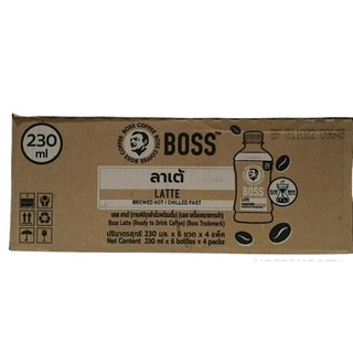 💯(ยกลัง×24ขวด)กาแฟบอสคอฟฟี่ Boss สูตรโนชูการ์,สูตรอเมริกาโน และสูตรลาเต้ ขนาด 230มล.