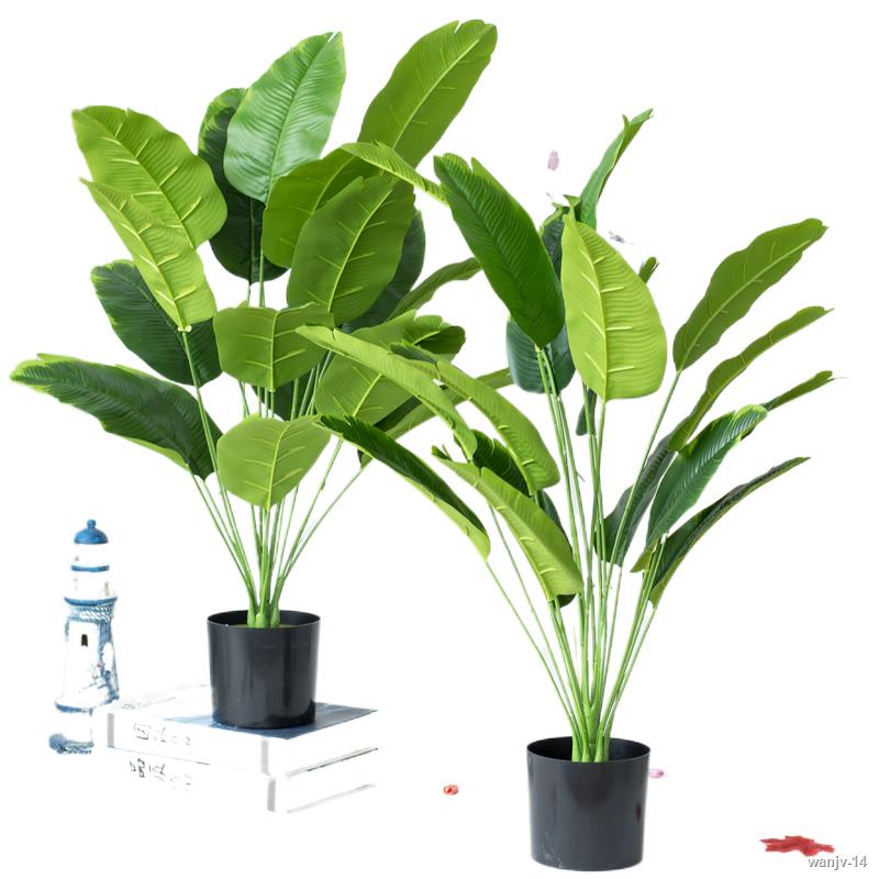 ✵▤►80cm 18 Forks Tropical Plants Large Artificial Banana Tree Fake Monstera Plastic Palm Tree Leaves