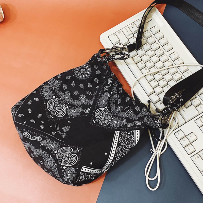Aod Ethnic Paisley กระเป๋าสะพายไหล่ กระเป๋าถือ ทรงบักเก็ต สามารถปรับได้ สําหรับสตรี
