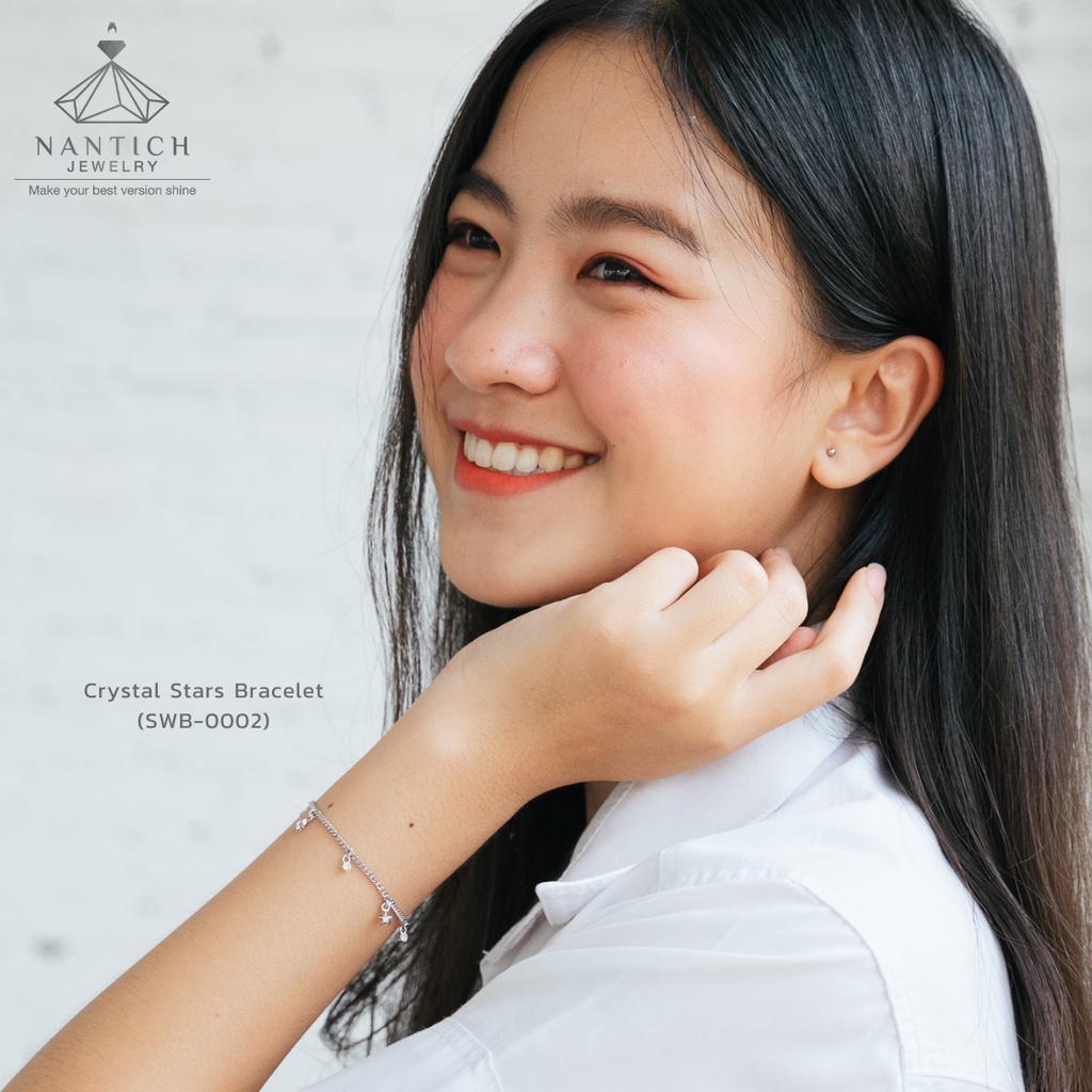 💎👩🏻‍⚕️ [เครื่องประดับ | ปลอดภัย] สร้อยข้อมือ คนแพ้ง่าย : Crystal Stars Bracelet (SWB-0002) Nantich Jewelry - รูปที่ 3