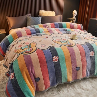 ผ้าห่ม ผ้าฟลีซ แบบหนา ให้ความอบอุ่น สองด้าน แฟชั่นฤดูหนาว สํ…