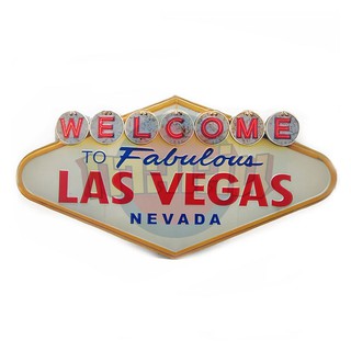 ป้ายสังกะสีวินเทจ Welcome to Fabulous Las Vegas (ปั๊มนูน)