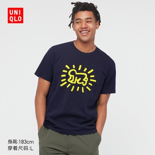 Uniqlo เสื้อยืดคอกลม แขนสั้น พิมพ์ลาย Keith Haring สําหรับผู้ชาย ผู้หญิง 440871