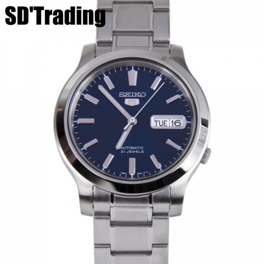 SEIKO 5 Automatic Men's Watch สีเงิน/หน้าน้ำเงิน สายสแตนเลส รุ่น SNK793K1