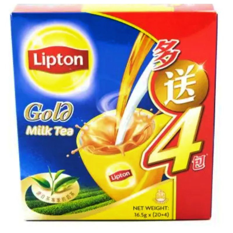 ชา Lipton Gold Milk Tea ชานมทองคำ แพคเกจใหม่ ขนาด 20+4 ซอง จากฮ่องกง​