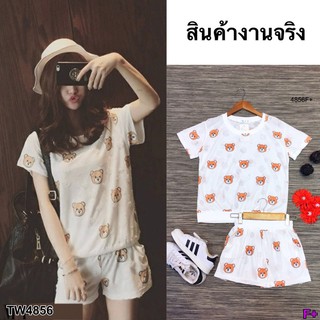 TW4856 Set 2 ชิ้น เสื้อ +กางเกงขาสั้น ลายMoschion