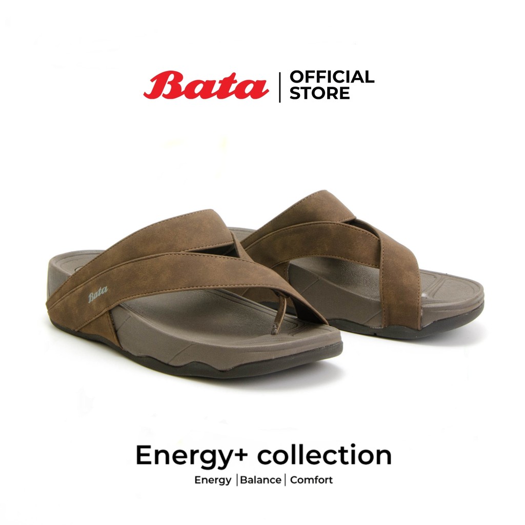 *Best Seller* Bata Energy+ รองเท้าลำลองหูหนีบ ยอดฮิต สวมใส่ง่าย สำหรับผู้ชาย สีน้ำตาล 8716641 size 6-11