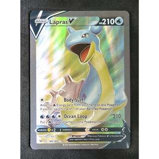 Lapras V Card ลาพลาซ 189/202 Pokemon Card Gold Flash Light (Glossy) ภาษาอังกฤษ