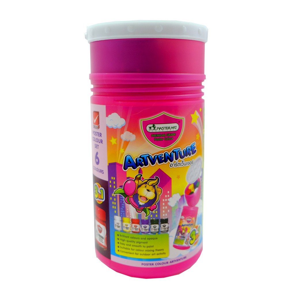 ชุดสีโปสเตอร์ 6 สี พร้อมกระบอก ตรา Master Art Poster color set 6 Artventure (กระปุก)