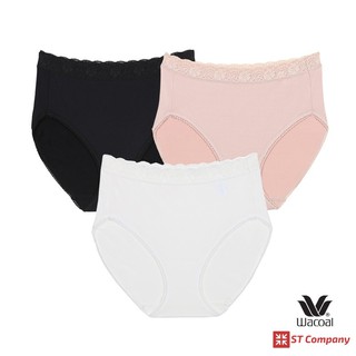 Wacoal Panty กางเกงใน ทรง Bikini ขอบลูกไม้ สีดำ-เบจ-ครีม 2 (3 ตัว) กางเกงในผู้หญิง วาโก้ ครึ่งตัว ผู้หญิง WQ6M02 WU1M02