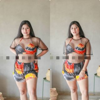 Bikini 3 pcs ผ้าพิมพ์ลายมัดย้อม