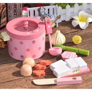 🔥พร้อมส่ง🔥ชุดหม้อต้ม ของเล่นไม้ Children Garden Wooden Soup Pot