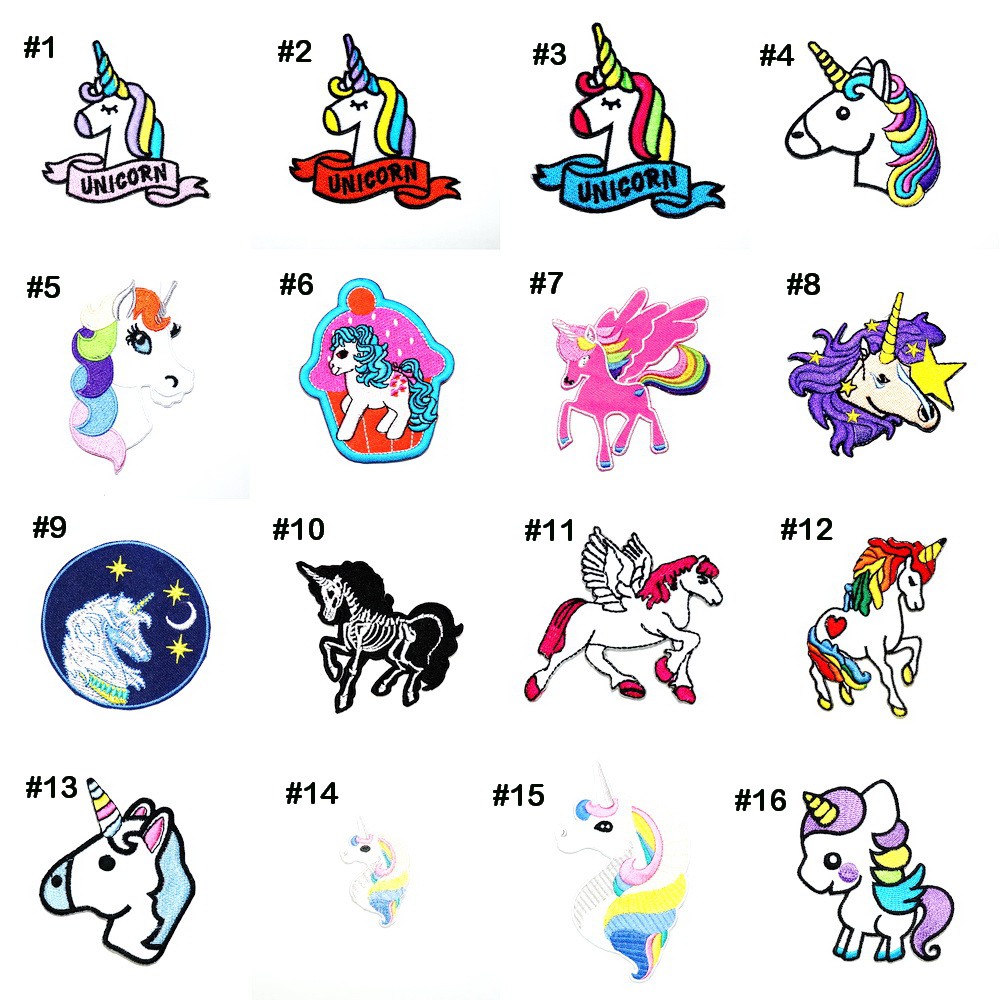 ตัวรีดติดเสื้อ งานปัก ลาย ยูนิคอร์น ม้า ยูนิคอน น่ารัก หลากสี Unicorn Horse Patch WOP DIY  ตัวรีด อาร์มติดเสื้อ กระเป๋า