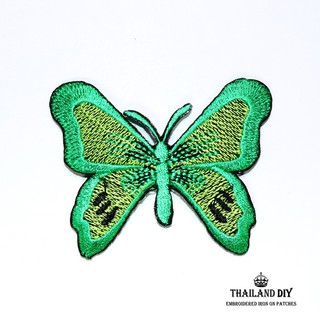 [พร้อมส่ง] ตัวรีดผีเสื้อ ผีเสื้อ เขียว สีเขียว 7x5 cm Green Butterfly Patch งานปัก DIY ตัวรีด อาร์ม ติดเสื้อ สวย น่ารัก