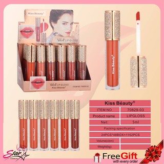 Kiss Beauty Velvet Lipgloss No.70829-03 ลิปกลอสแบบจุ่ม6สี